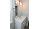 Bathroom featuring a modern vanity, vanity mirror, neutral walls and finishes at 1504 Manhattan Ave, Indianapolis, IN 46241
