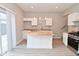 Updated kitchen features white cabinets, butcher block counters, an island, and stainless steel appliances at 1504 Manhattan Ave, Indianapolis, IN 46241