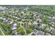 An aerial view showcases a neighborhood with mature trees, well-maintained lawns, and diverse home styles at 15098 Newburyport Dr, Fortville, IN 46040