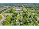 An aerial view showcases a charming neighborhood with tree-lined streets at 3388 S Leonard Rd, New Palestine, IN 46163