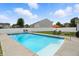 Inviting in-ground pool featuring fountain, surrounded by seating and privacy fence at 5063 Haywood Ln, Plainfield, IN 46168