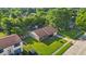 Aerial shot showcases a well-kept home with a pristine lawn, bordered by mature trees providing great shade and privacy at 5201 Gringo Dr, Indianapolis, IN 46237