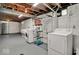Spacious unfinished basement with washer/dryer hookups and room for storage at 5378 Rosslyn Ave, Indianapolis, IN 46220