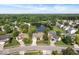 Aerial view of a residential area with a pond surrounded by lush trees at 6528 Fountain Springs Blvd, Indianapolis, IN 46236