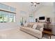 Inviting living room with high ceilings, large windows, and a comfortable sofa at 6528 Fountain Springs Blvd, Indianapolis, IN 46236