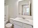 This recently remodeled bathroom has a modern vanity, a commode, and a shower/bath at 6670 Shooting Star Dr, Whitestown, IN 46075