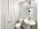 Stylish half bathroom featuring modern fixtures and decorative wall accents at 6933 Sonora Blvd, Clermont, IN 46234