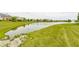 Scenic pond with fountain and lush green landscaping in a residential neighborhood at 9237 Rocky Cay Ct, Zionsville, IN 46077