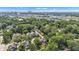 Enjoy the scenery of this aerial view of a neighborhood with lush trees and a skyline in the distance at 1105 Windsor St, Indianapolis, IN 46201