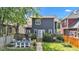 Charming backyard featuring a stone patio with a conversation set and a lush lawn at 1105 Windsor St, Indianapolis, IN 46201
