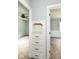 Hallway between bedrooms with built-in storage with four drawers at 114 South St, Southport, IN 46227