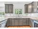 Contemporary kitchen with white countertops, modern gray cabinets, and stainless steel appliances at 15075 Windsor Ln, Noblesville, IN 46060