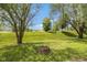 Lush backyard with a fire pit, providing an ideal space for outdoor enjoyment at 2080 Bridlewood Dr, Franklin, IN 46131
