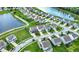 Community houses with a pond, showing homes with well-maintained lawns and landscaping at 2282 Creekland Dr, Columbus, IN 47201