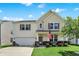 Charming two-story home with a well-maintained lawn, an American flag, and an attached two-car garage at 2282 Creekland Dr, Columbus, IN 47201