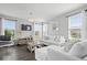 Bright living room featuring modern decor, neutral colors, large windows, and stylish furnishings at 2499 Blue Ridge Dr, Greenwood, IN 46143