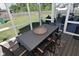 Relaxing screened porch with outdoor dining table overlooking the backyard at 2734 Chalbury Dr, Plainfield, IN 46168