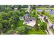 Aerial view of a home with a pool, lush greenery, and a pond nearby at 3399 Nottinghill Blvd, Plainfield, IN 46168