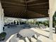 Shaded community picnic and grilling area with covered patio and picnic tables at 3443 Thomas Jefferson St, Westfield, IN 46074