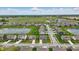Expansive aerial shot of a well-planned community featuring charming homes and a large, open green space at 3650 Merchmont Rd, Bargersville, IN 46106