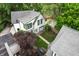 Aerial view of charming home with a well-maintained yard and a detached garage at 545 Fletcher Ave, Indianapolis, IN 46203