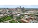 Aerial view of a city showing buildings, city park, parking lots, and streets at 545 Fletcher Ave, Indianapolis, IN 46203