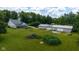 Aerial view showcasing the home, large yard, and detached garage, all surrounded by trees at 7516 S County Road 300 W, Clayton, IN 46118