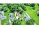 Expansive aerial view of a property featuring a pool and mature trees for added privacy at 8019 E Hanna Ave, Indianapolis, IN 46239