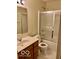 Bathroom featuring a single vanity and a shower-tub combo at 8326 Alcona Dr, Indianapolis, IN 46237
