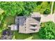 Aerial view showcasing a well-maintained roof and a spacious deck, perfect for outdoor living and entertaining at 1099 Saratoga Cir, Carmel, IN 46280