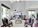 Bright living room with vaulted ceiling, stylish decor, and large windows offering plenty of natural light at 1099 Saratoga Cir, Carmel, IN 46280