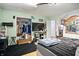 Messy bedroom featuring a closet, TV, and bed at 1106 Summer Way Ct, Shelbyville, IN 46176