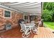 Covered wooden deck featuring outdoor seating and a grill, offering a comfortable space for outdoor dining and entertainment at 1237 Driftwood Dr, Carmel, IN 46033