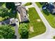 An aerial view of a charming single-story home with a well-manicured lawn at 136 W Loretta Dr, Indianapolis, IN 46217