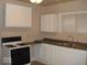 Functional kitchen with white cabinets, dark countertops, and essential appliances at 1553 W New York St, Indianapolis, IN 46222