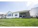 Backyard view of the home showcasing the covered patio and well-manicured lawn at 1872 Wellpark Dr, Westfield, IN 46074