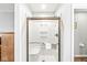 This bathroom features a shower with glass door and towel bar, providing a modern and functional bathing space at 360 Myers Lake Dr, Noblesville, IN 46062