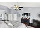 Inviting main bedroom with a large bed, vaulted ceiling, and a ceiling fan at 564 Gainesway N Dr, Greenwood, IN 46142
