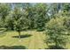 Expansive backyard featuring mature trees and lush green lawn, perfect for outdoor enjoyment at 604 Oak Blvd W Dr, Greenfield, IN 46140