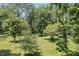 Spacious backyard enveloped by mature trees, offering a serene and private outdoor space at 604 Oak Blvd W Dr, Greenfield, IN 46140