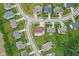 Aerial view of the home showcasing the property's layout, backyard, and surrounding neighborhood at 7350 Gold King Way, Indianapolis, IN 46259