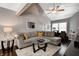 Bright living room featuring a sectional sofa, a glass coffee table, and natural light at 1106 Barbara Dr, Greenwood, IN 46143