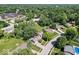 Overhead view of a home nestled within a tree-lined suburban neighborhood at 11424 Green St, Carmel, IN 46033
