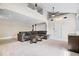 Spacious finished basement features neutral carpet, recessed lights, and walkout door at 11424 Green St, Carmel, IN 46033