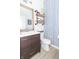 Charming bathroom featuring a modern vanity and stylish fixtures for a fresh aesthetic at 1156 Brockton Ct, Greenfield, IN 46140