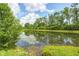 View of a pond with mature trees at 1187 Blackthorne S Trl, Plainfield, IN 46168