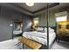 Well-appointed bedroom featuring a four-poster bed, bench, ample natural light, and modern accents at 1892 Ponsonby Dr, Westfield, IN 46074