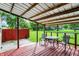 Covered back porch featuring outdoor seating and a backyard view at 217 W Burnside Ave, Fairland, IN 46126