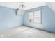 Bedroom with blue walls, carpet and window with blinds and AC at 328 Marine Dr, Anderson, IN 46016