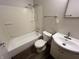 Bright bathroom with updated fixtures, and tub shower combination at 3525 Lombardy Pl, Indianapolis, IN 46226